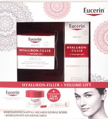 Eucerin Hyaluron-Filler + Volume-Lift Bőrfeszesítő nappali arckrém száraz bőrre + Eucerin Hyaluron-Filler + Volume-Lift ráncfeltöltő szemránckrém