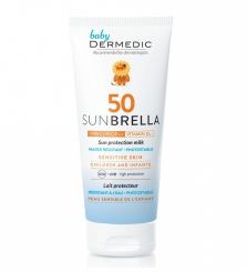 Dermedic Sunbrella Baby Napfényvédő tej gyermekeknek és babáknak már első hónapos kortól SPF 50 100 g