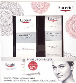 Eucerin Hyaluron-Filler ráncfeltöltő nappali arckrém normál, vegyes bőrre + Eucerin Hyaluron-Filler ráncfeltöltő szemránckrém
