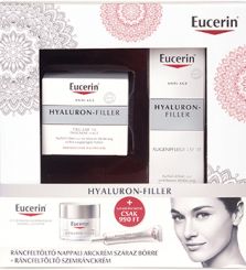 Eucerin Hyaluron-Filler ráncfeltöltő nappali arckrém száraz bőrre + Eucerin Hyaluron-Filler ráncfeltöltő szemránckrém